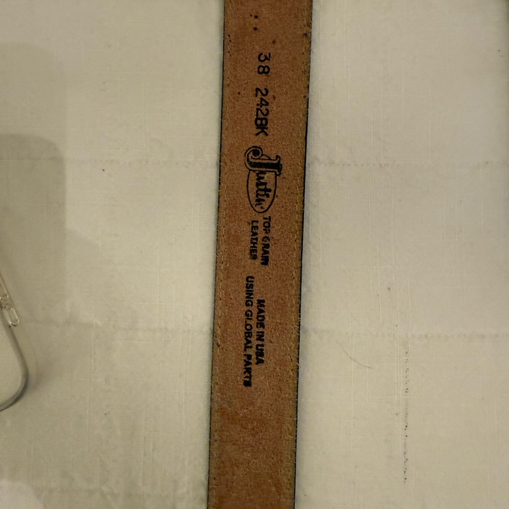 Justin Black Leather Embossed Leather Belt - Picture 3 of 5